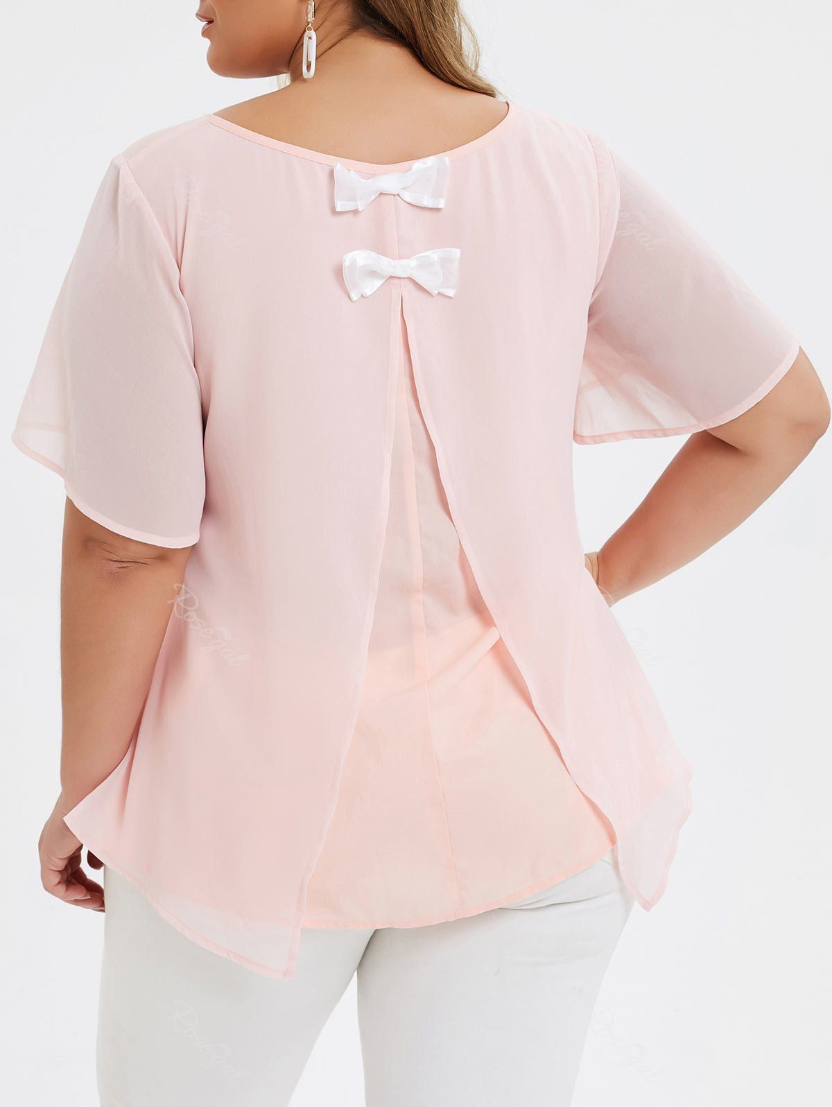 plus size pink chiffon blouse