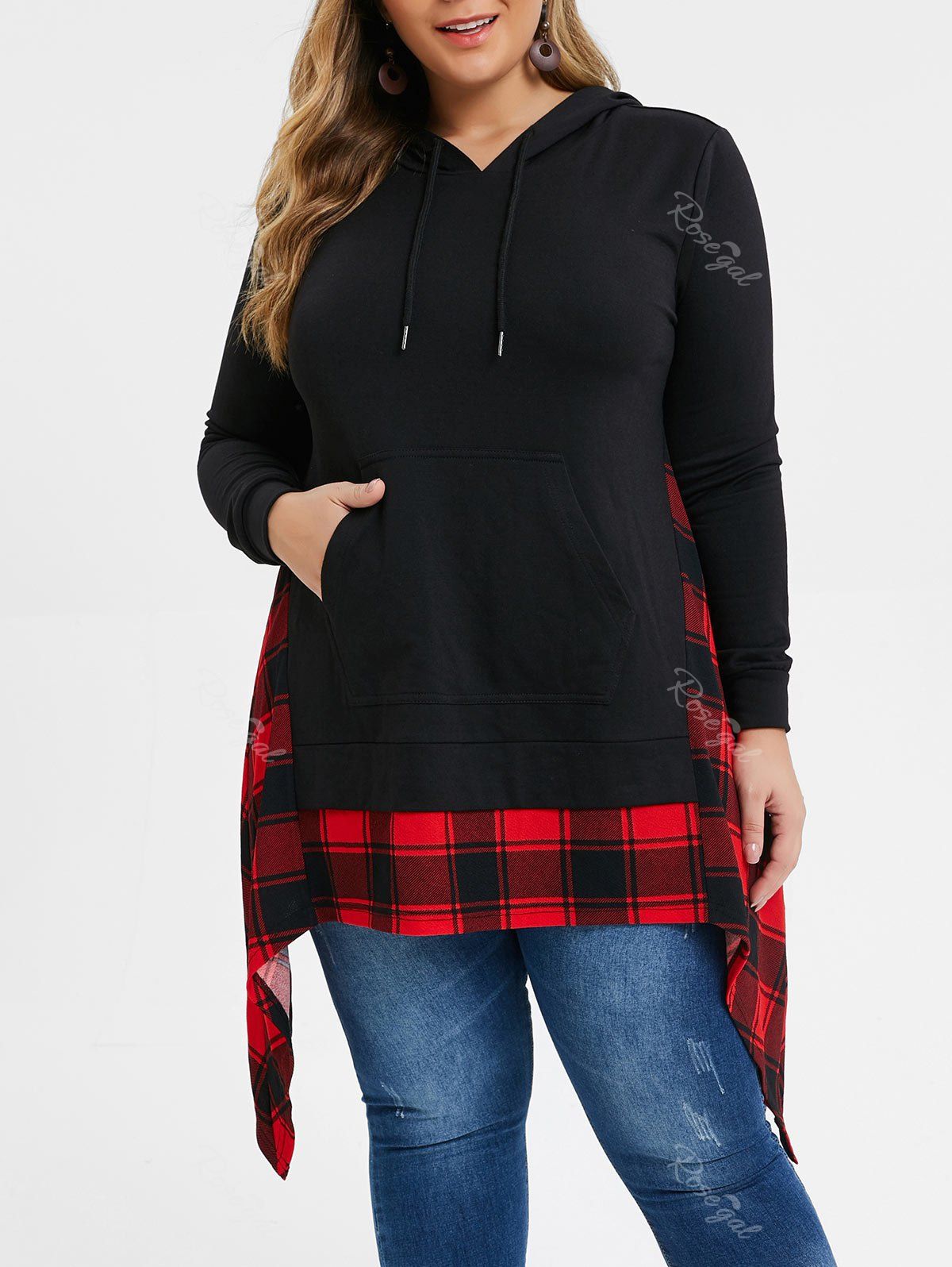 plus size plaid hoodie