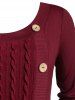 Plus Size Split Buttoned Cable Knit Sweater -  