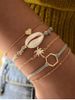 Five-piece Heart Cowrie Shell Palm Tree Chain Bracelet Set -  