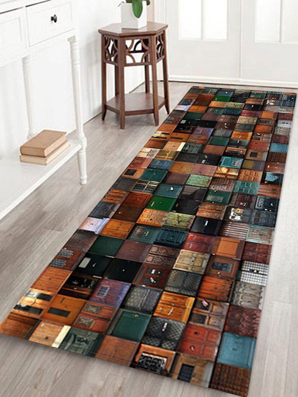 

Wood Doors Pattern Print Flannel Floor Mat