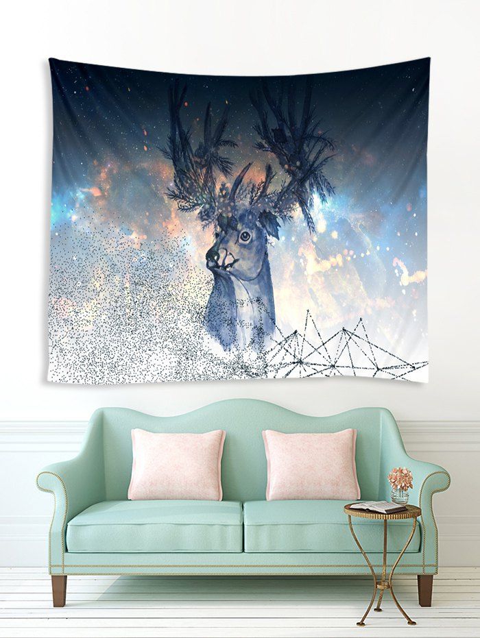 

Galaxy Elk Print Tapestry Wall Hanging Art Decoration, Multi-a