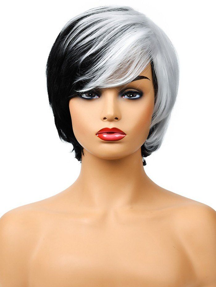

Gothic Style Short Side Bang Synthetic Straight Wig, Black
