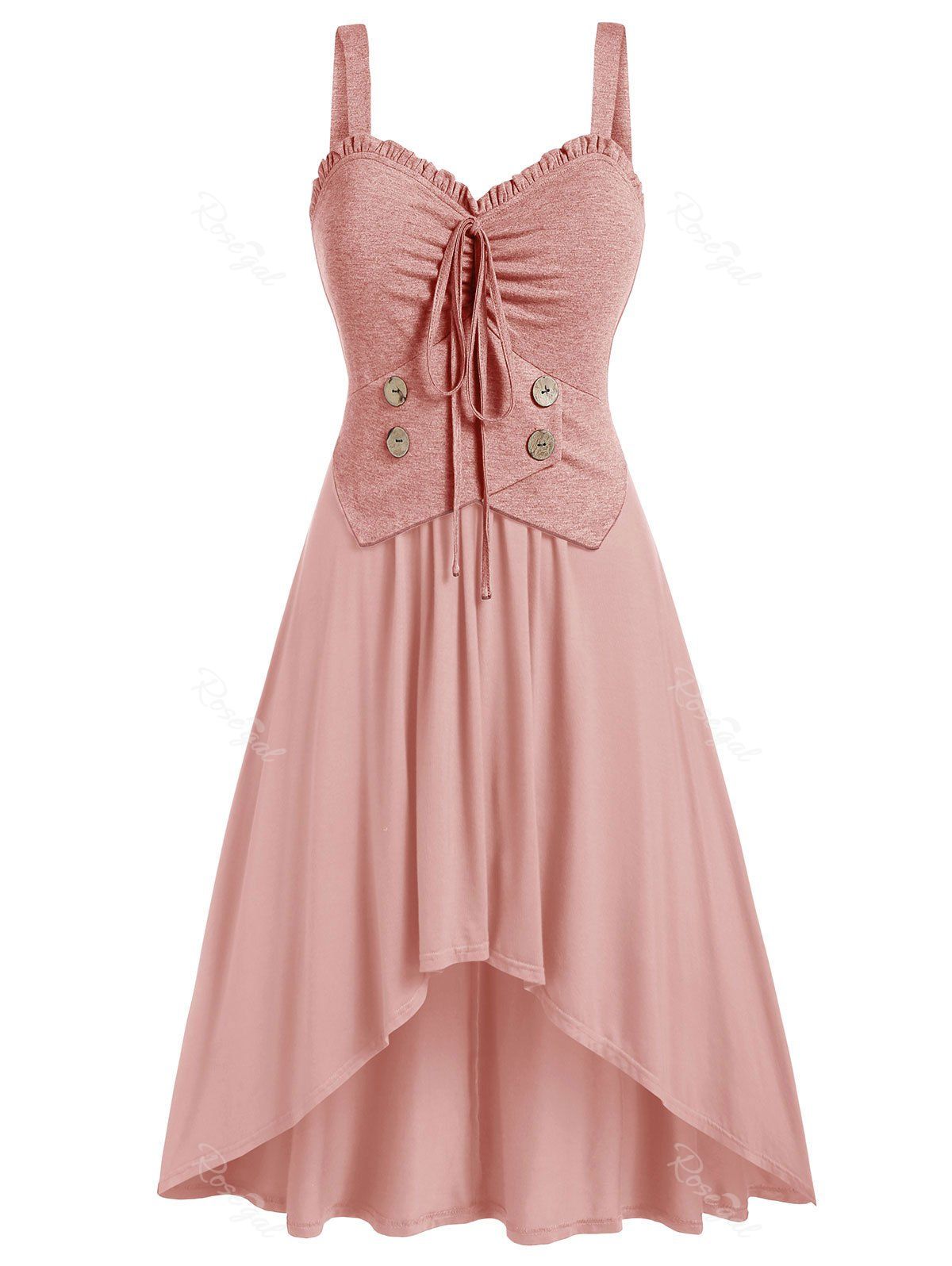 

Plus Size Color Block High Low Tie Tank Top, Rose
