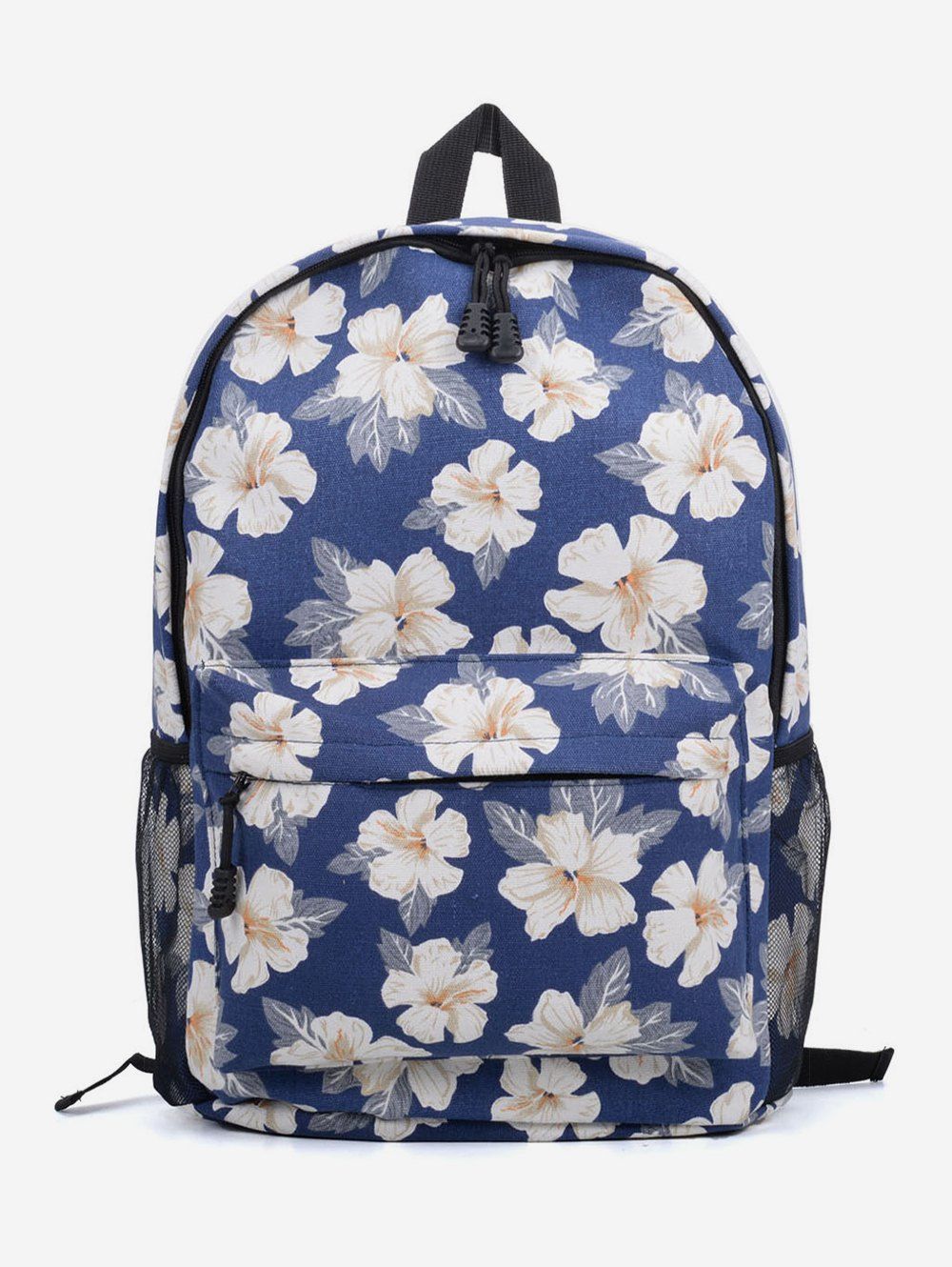

Casual Flower Pattern Student Backpack, Navy blue