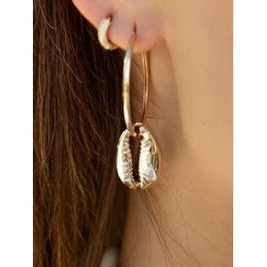 

Cowrie Shell Hoop Earrings, Gold