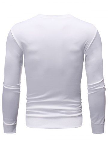 

Letter Printed Casual Long Sleeves T-shirt, White