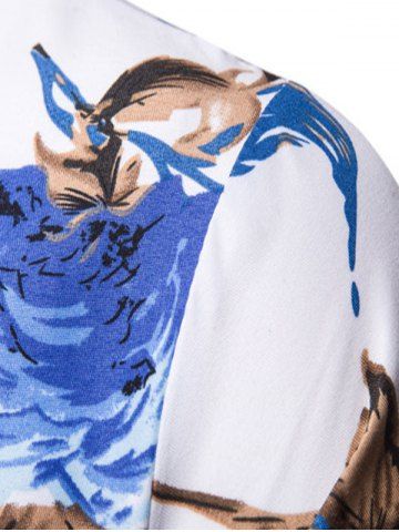 

Flower Print Long Sleeve Button Shirt, Blue
