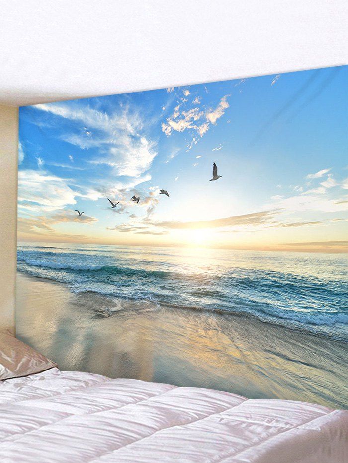

Sunrise Seaside Birds Print Tapestry Wall Hanging Art Decoration, Multi