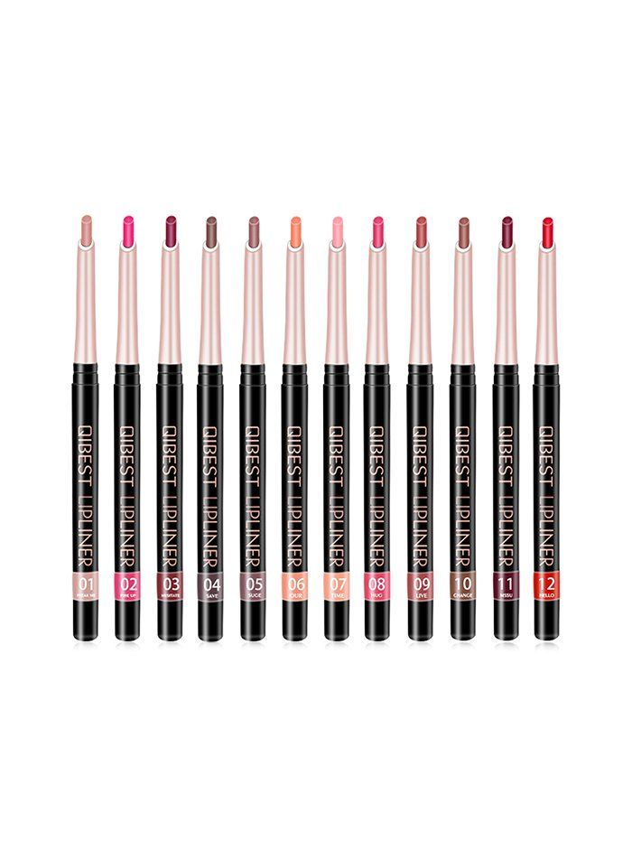 

12 Colors Lip Line Waterproof Lipstick Pen, Multi-a