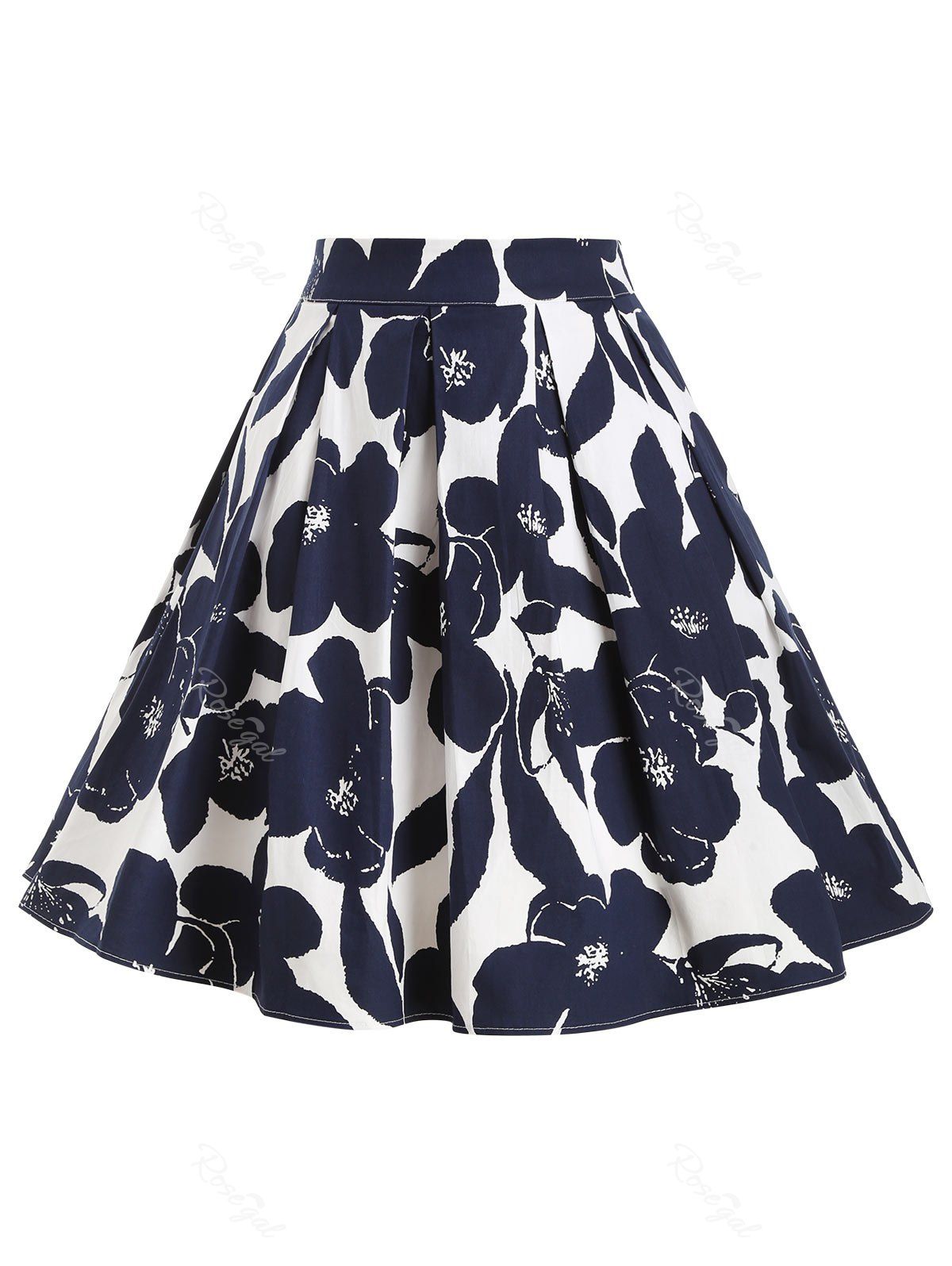 

Seam Pockets Floral A Line Plus Size Skirt, Multi-a