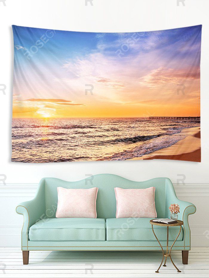 

Sunset Beach Printed Tapestry Wall Hanging Decoration, Multi