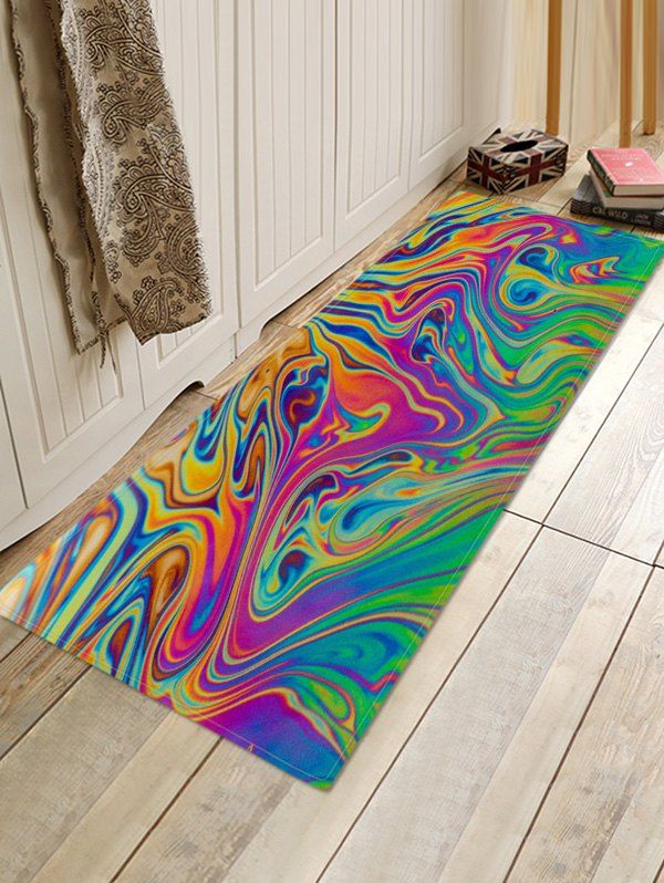 

Abstract Colored Print Anti-slip Floor Rug, Multi-a