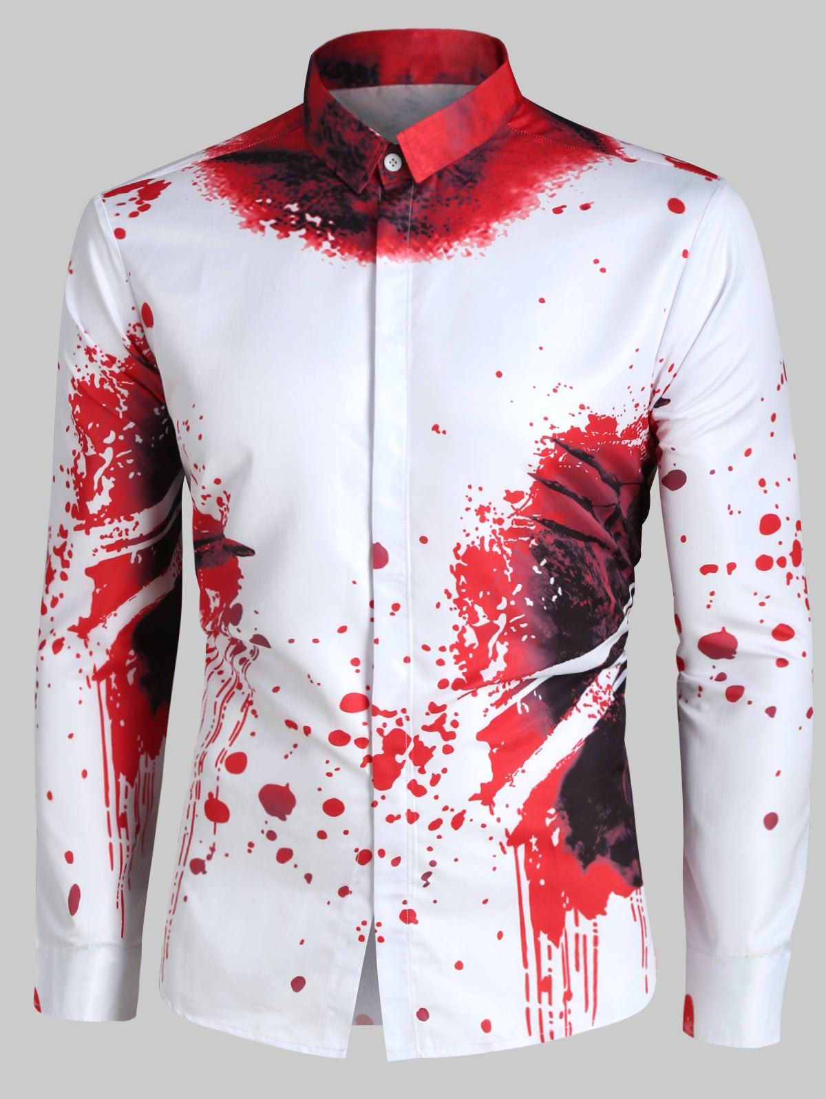 

Novelty Printed Casual Long Sleeves Shirt, White