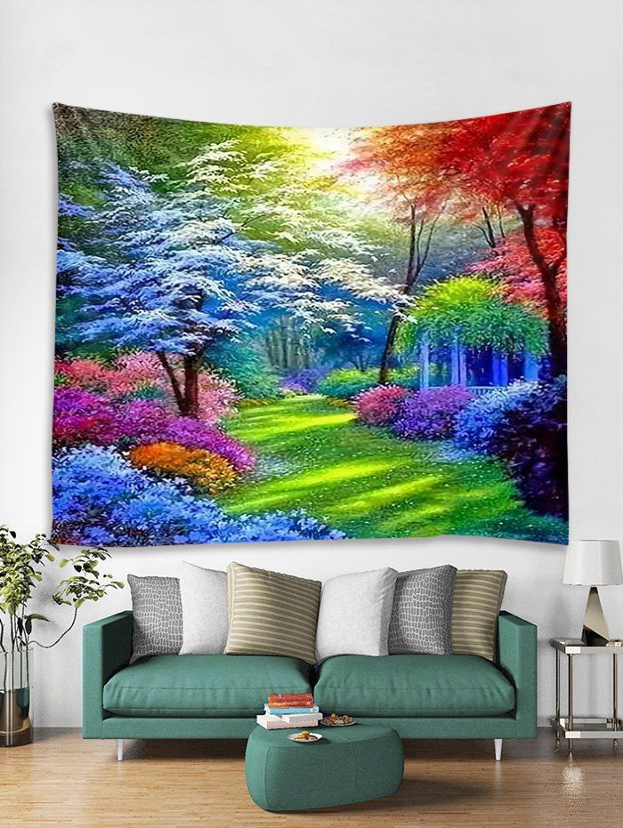 

Colorful Forest Trail Print Tapestry Wall Hanging Art Decoration, Red