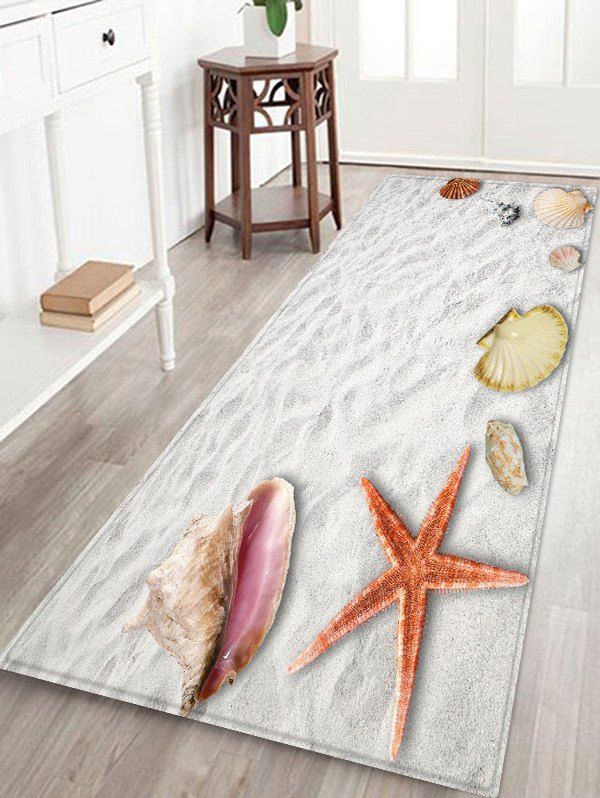 

Beach Starfish Shell Print Floor Mat, Crystal cream