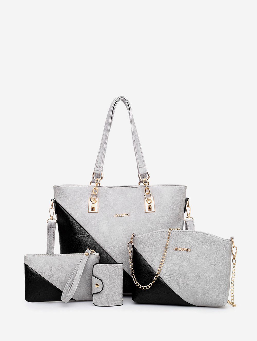 

4PCS Color Block Tote Bag Set, Gray
