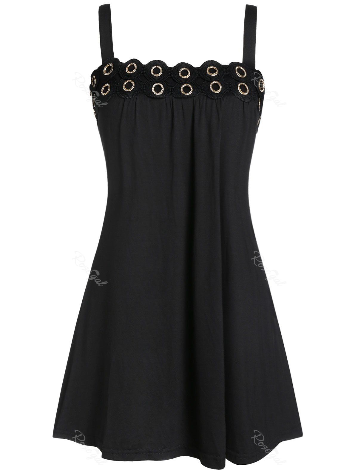 

Plus Size Square Collar Flare Tank Top, Black