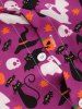 Halloween Cat Skull Pumpkin Bat Print Long Sleeve Shirt -  