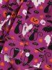Halloween Cat Skull Pumpkin Bat Print Long Sleeve Shirt -  