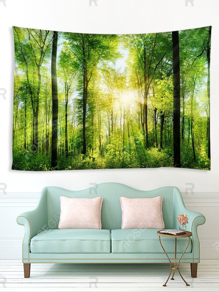 

Sunlit Forest Printed Tapestry Wall Hanging Art Decoration, Multi
