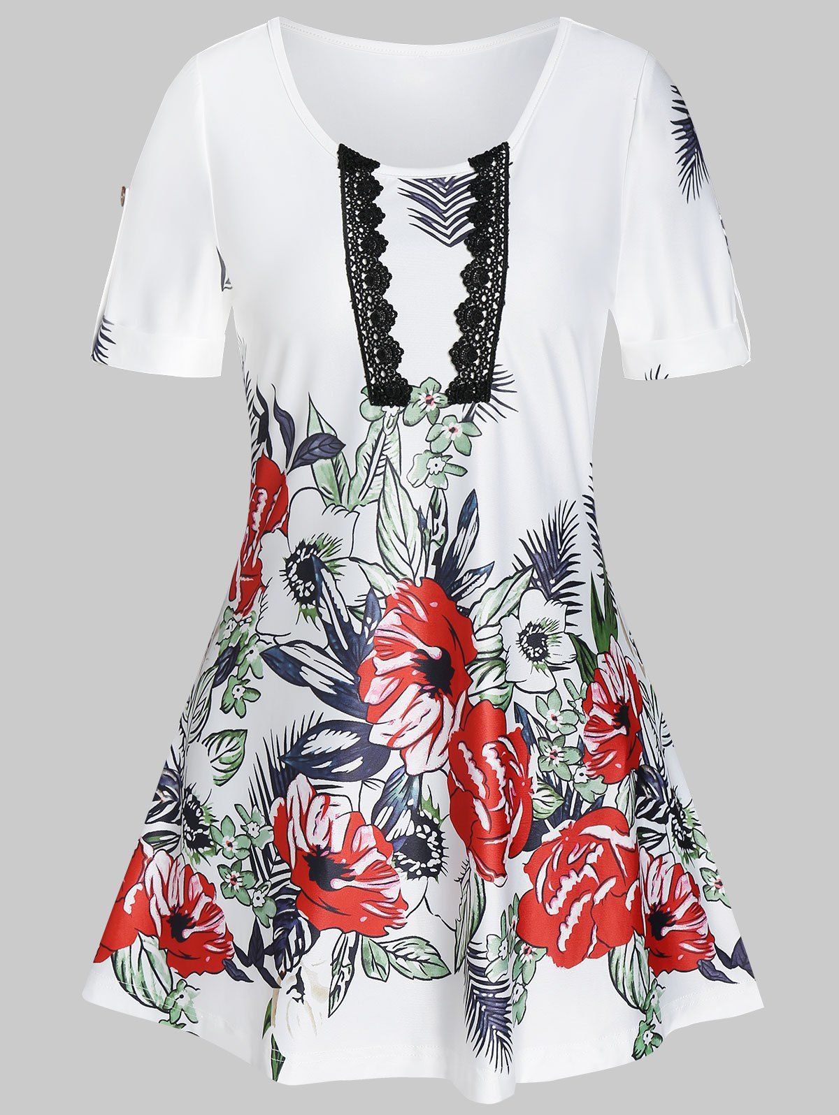 

Ditsy Print Applique Flare T Shirt, White