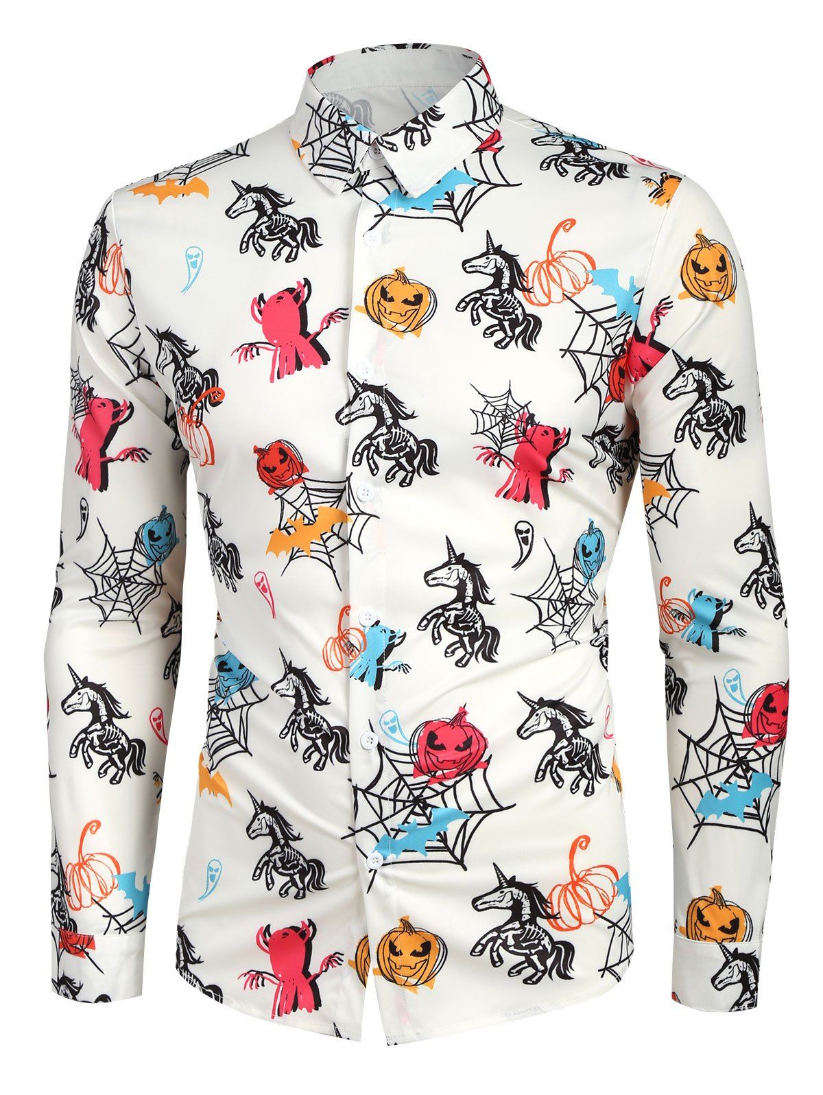 

Animal Printed Casual Long Sleeves Shirt, White