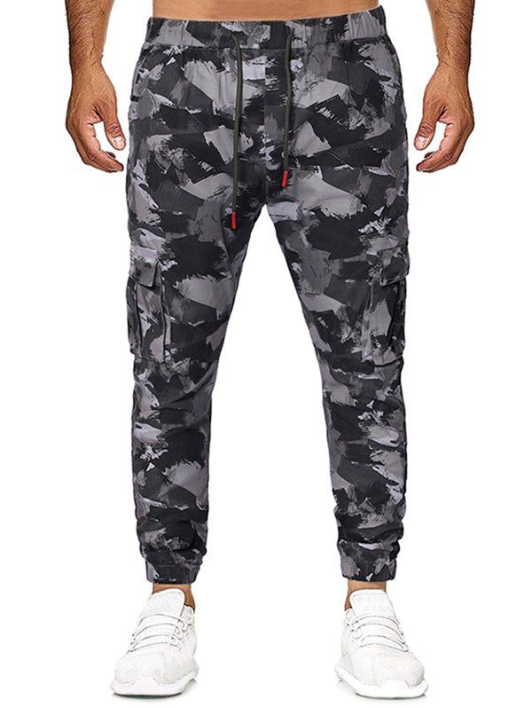 

Camo Print Pocket Decoration Casual Pants, Gray