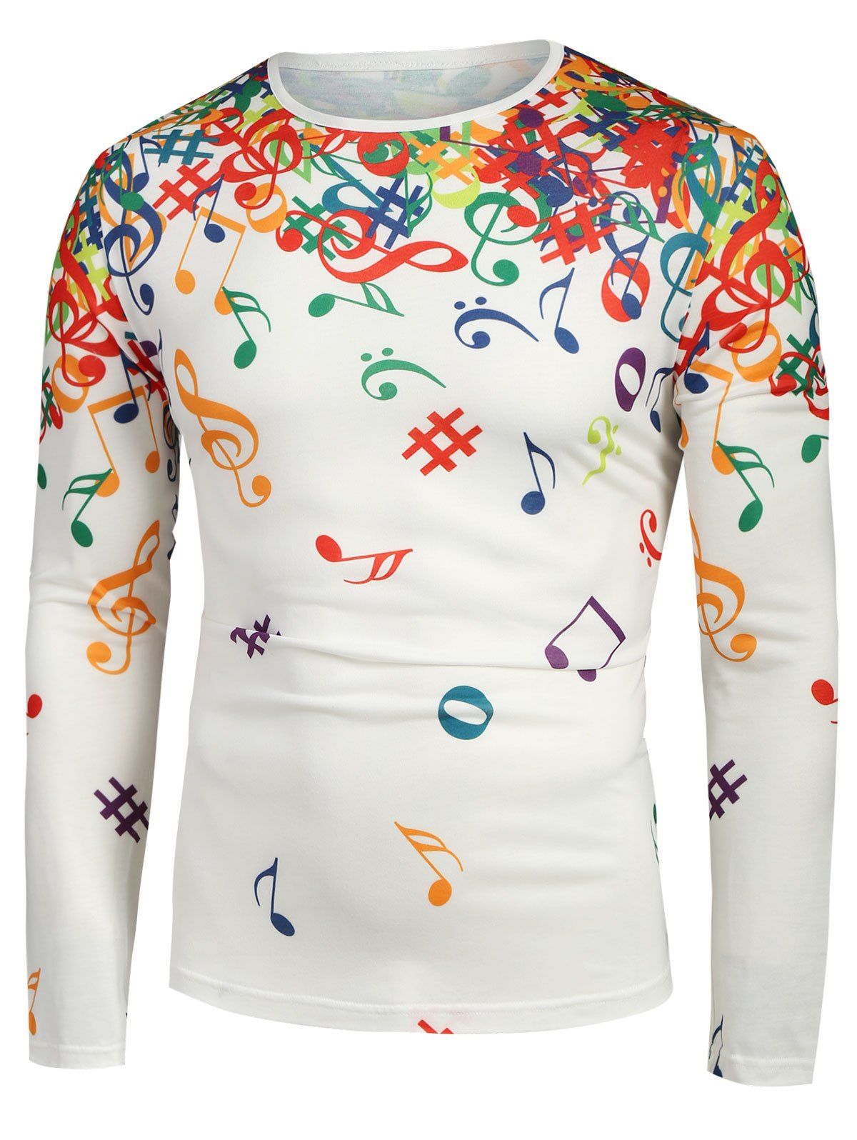

Musical Note Pattern Long Sleeves T-shirt, White