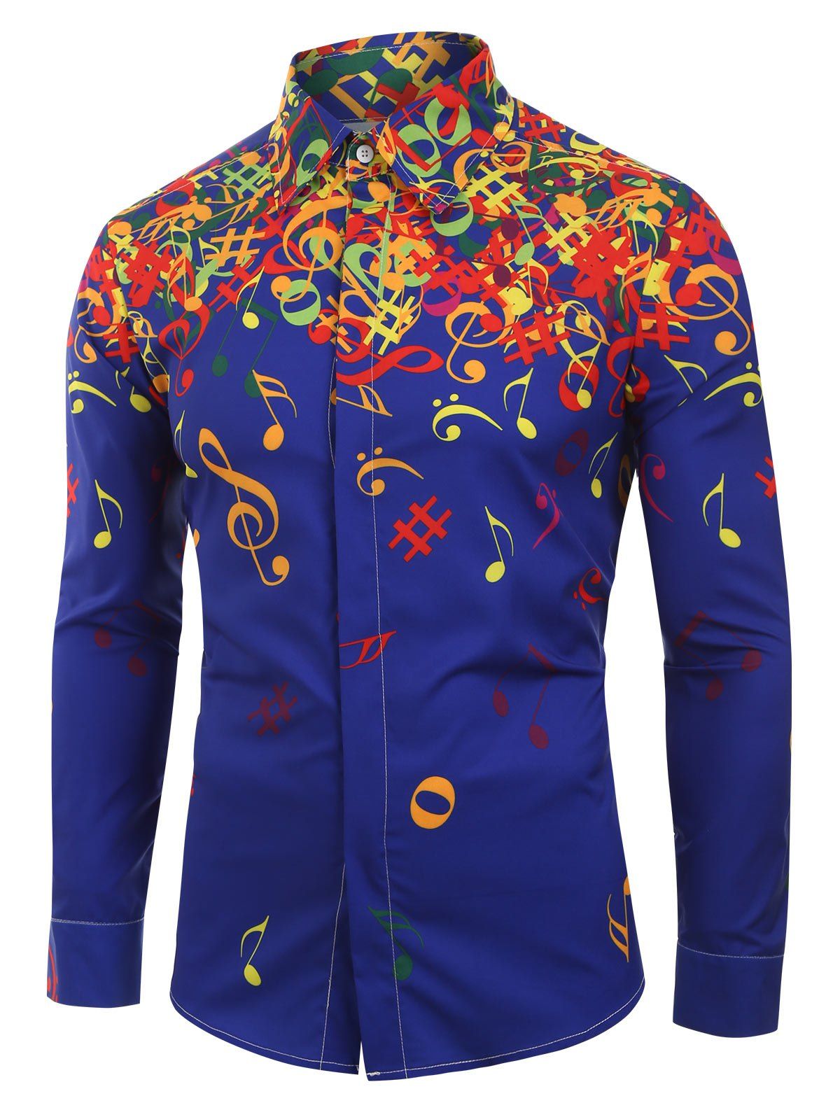 

Musical Note Pattern Long Sleeves Shirt, Blue