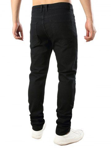 

Solid Color Destroyed Casual Jeans, Black