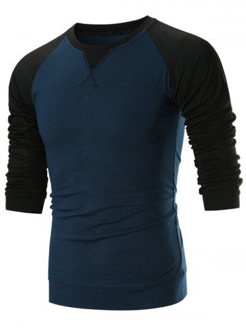 

Color Block Casual Long Sleeves T-shirt, Blue