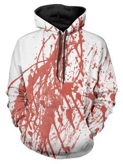 Sudadera con capucha y bolsillo delantero con estampado de sangre de Halloween - WHITE - L