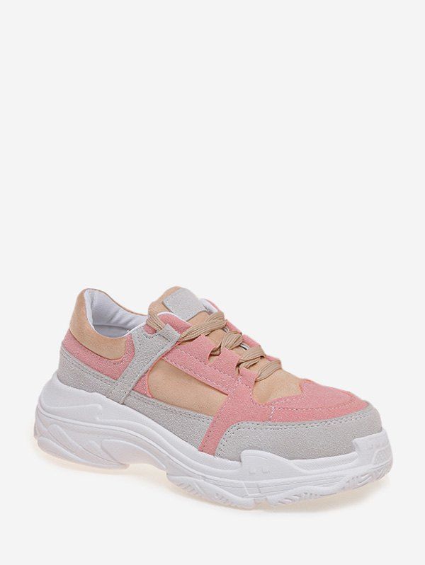 

Color Block Platform Dad Shoes, Pink