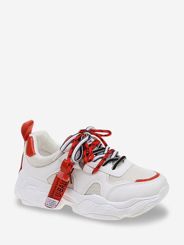 

Mesh Trim Platform Dad Sneakers, Red