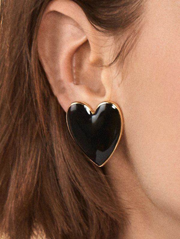 

Romantic Heart Shape Stud Earrings, Black