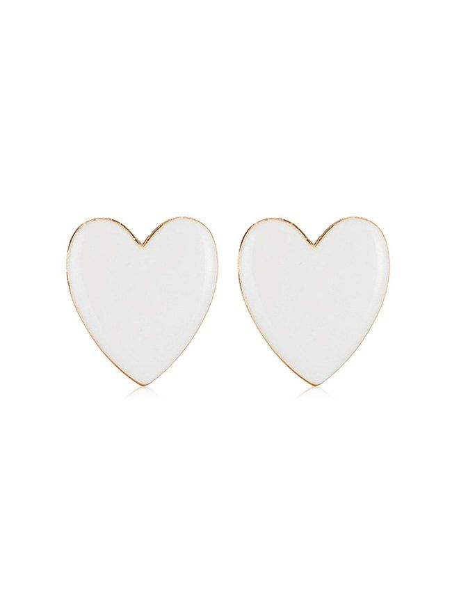 

Romantic Heart Shape Stud Earrings, White