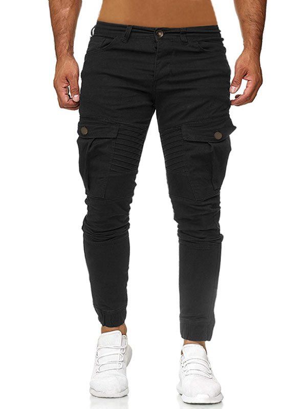 

Pocket Decoration Casual Style Pants, Black