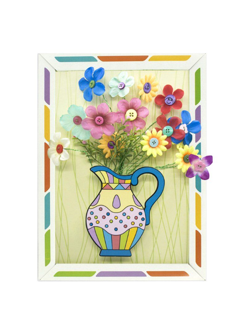 

Handmade DIY Kit 3D Frame Cartoon Button Bouquet, Multi-a