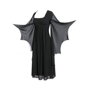 

Plus Size Flare Sleeve Maxi Gothic Dress, Black