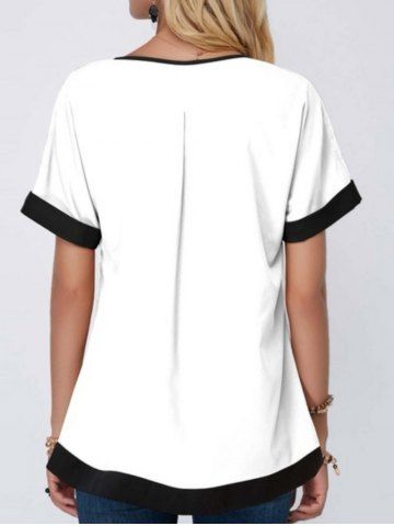 

Half Zip Asymmetric V Neck Tee, White