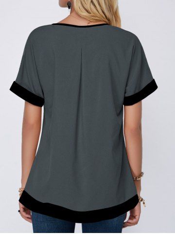 

Half Zip Asymmetric V Neck Tee, Carbon gray