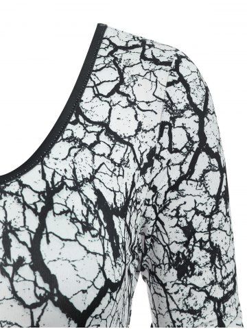 

Asymmetrical Branch Print Ombre Long Sleeve Dress, Black