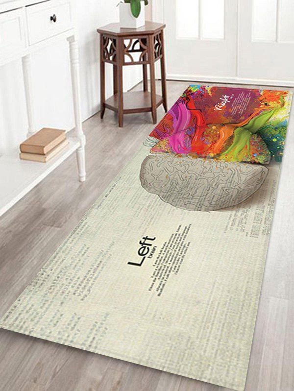 

Letter Brain Pattern 3D Print Floor Rug, Vanilla