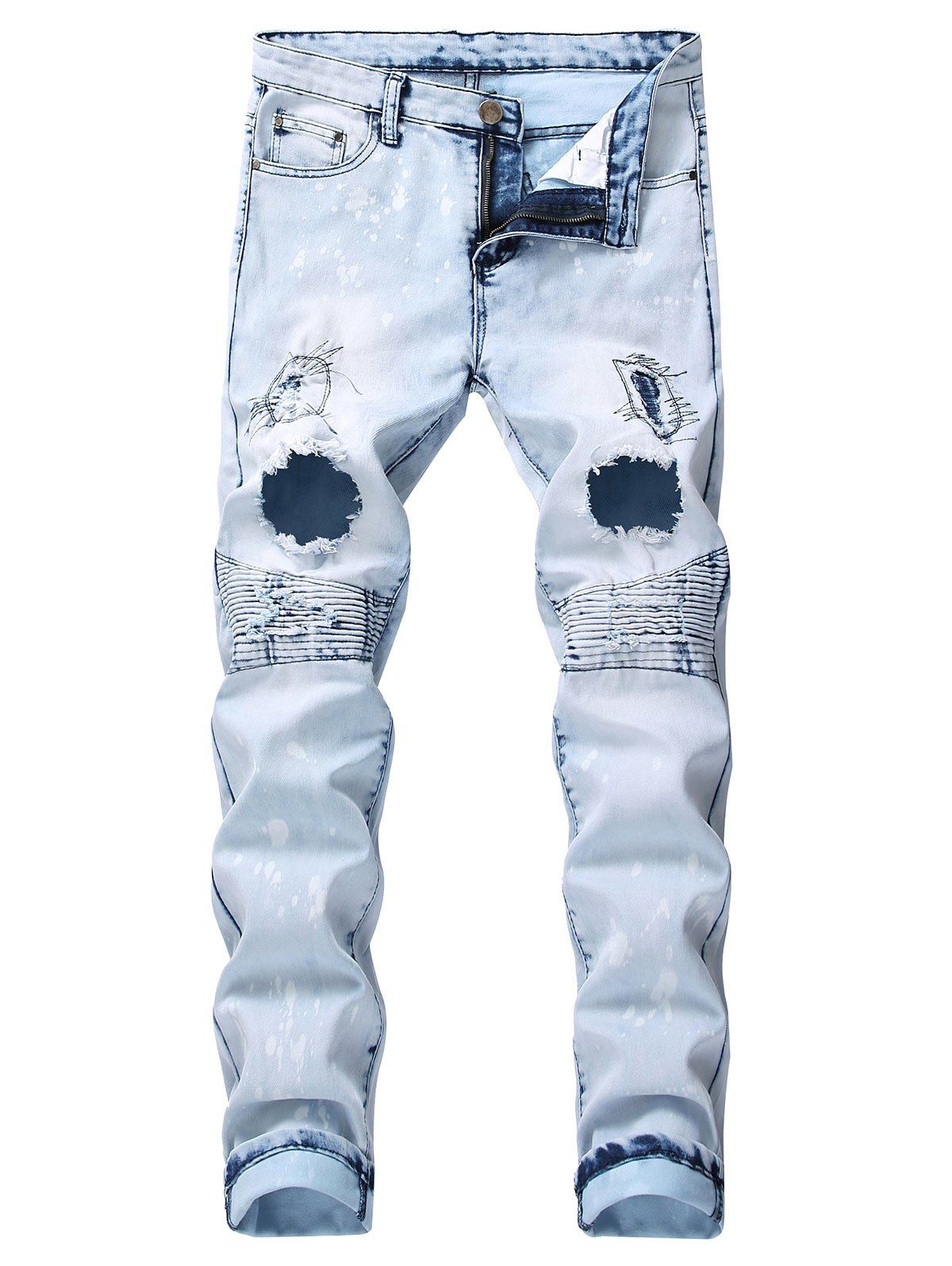 

Ruffle Destroyed Design Leisure Jeans, Jeans blue