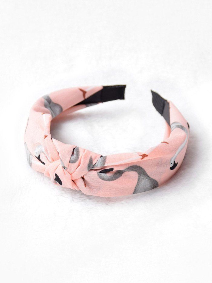 

Flamingo Print Knot Fabric Wide Hairband, Pink