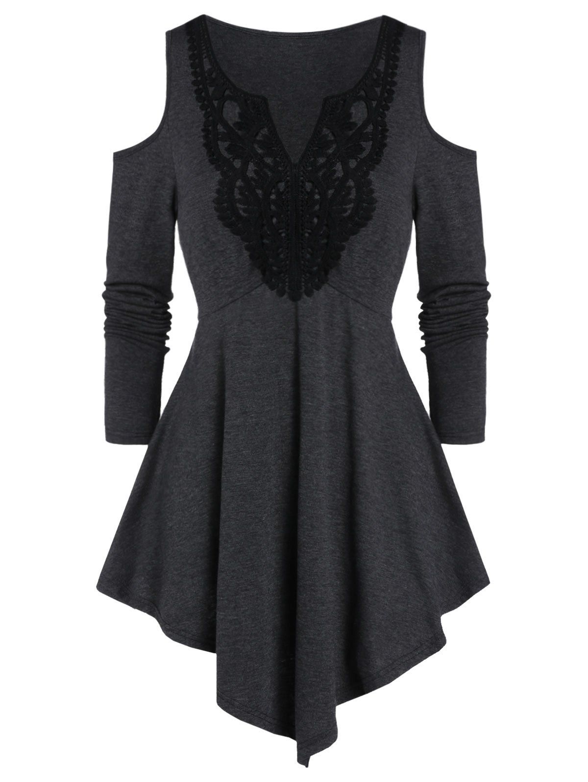 

Cold Shoulder Space Dye Tunic T Shirt, Dark slate grey