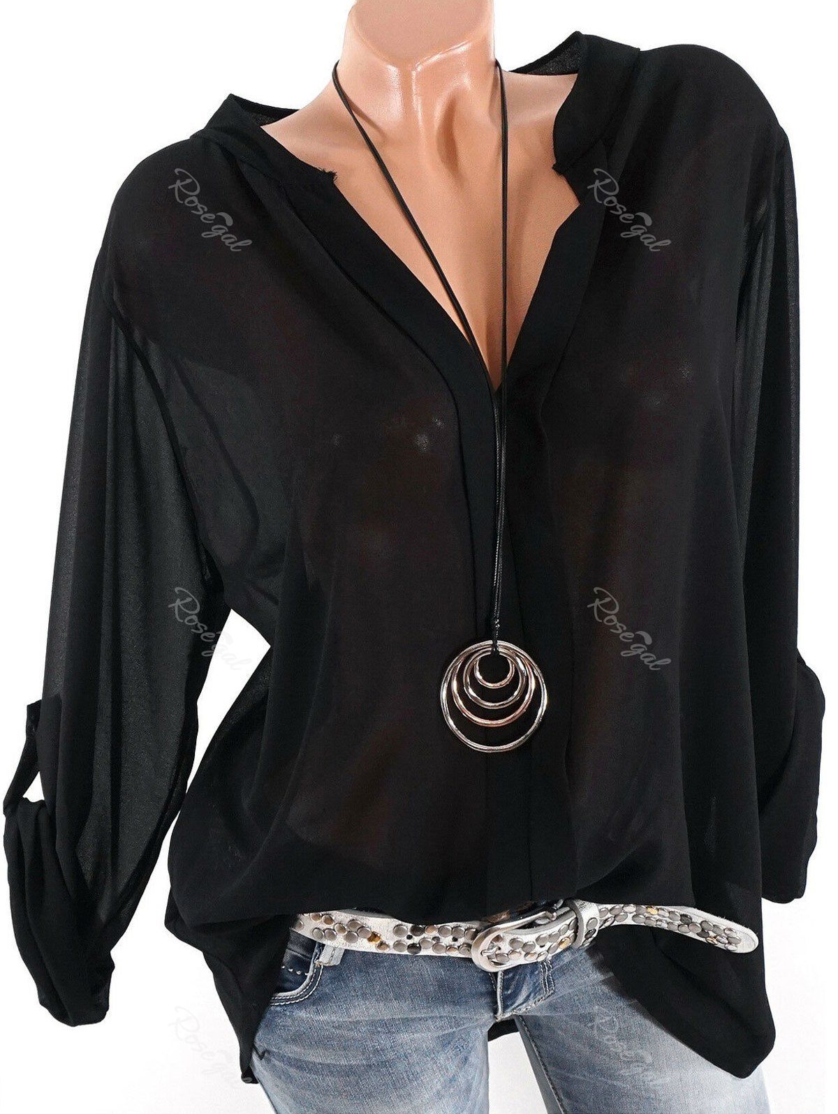 

Plus Size Lace Crochet Tunic Top, Black