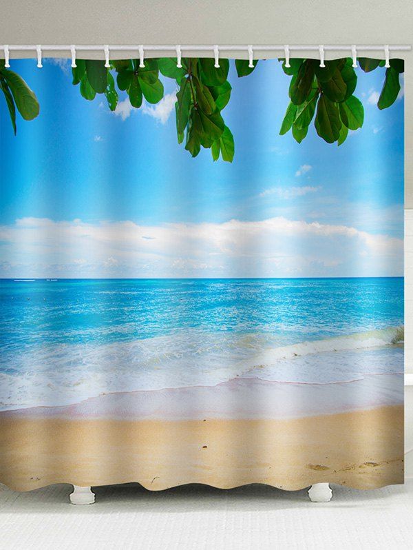 

Beach Sea Printed Waterproof Shower Curtain, Deep sky blue