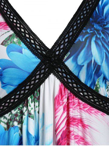 

Bell Sleeve Floral Print Plunging Neck T Shirt, Multi-a